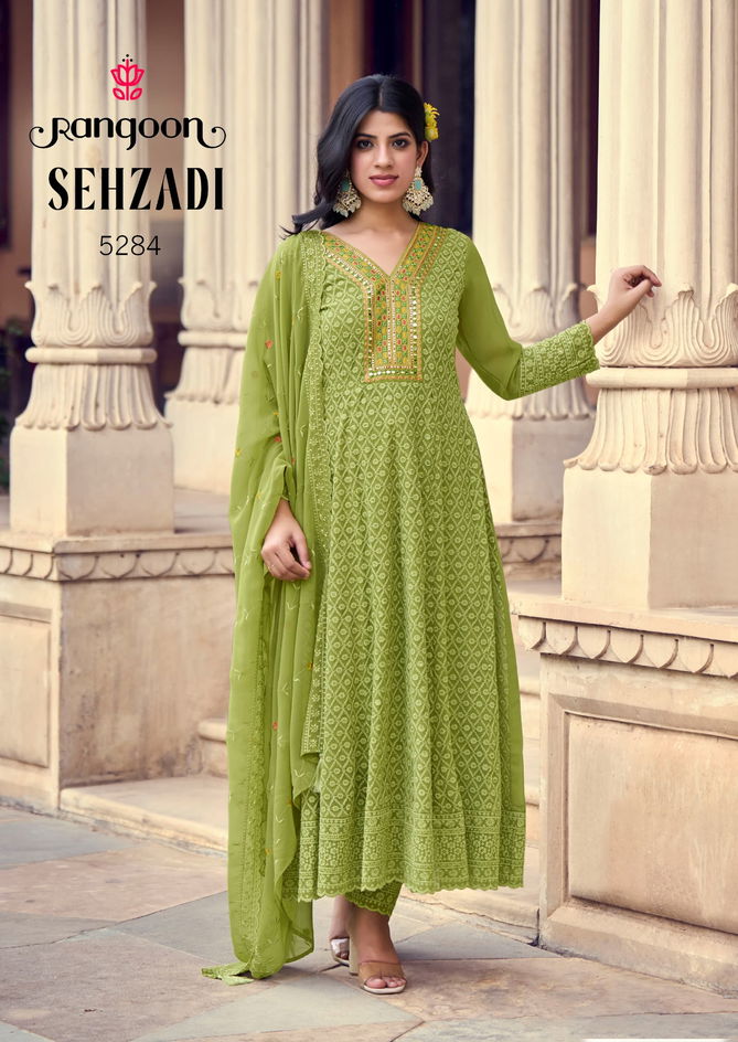 Sehzadi By Rangoon Heavy Work Georgette Designer Kurti With Bottom Dupatta Bulk Order In India